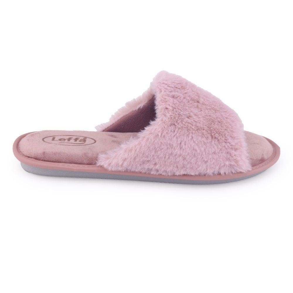 Chinelo Pantufa Fem Leffa 859 Rose inverno aberto