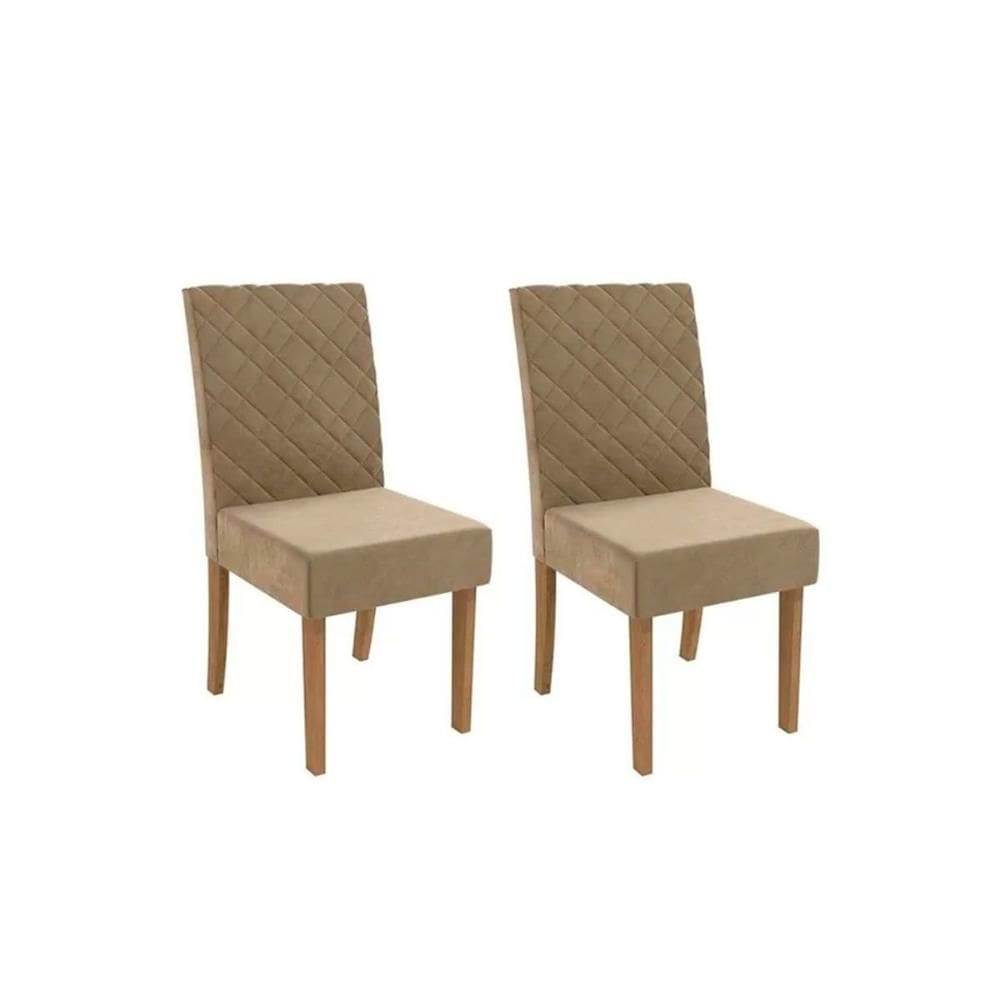 Cadeira Sala de Jantar 2CAD133NG Kit 2 Un Nogueira/Veludo Bege A036 - Kappesberg