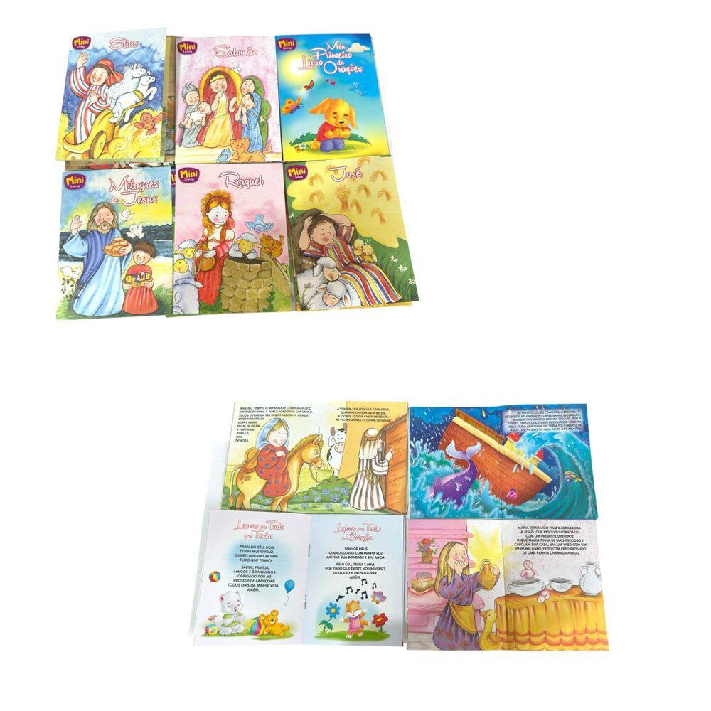Kit 5 Mini Livros Evangélicos Infantil Bíblicos Coloridos