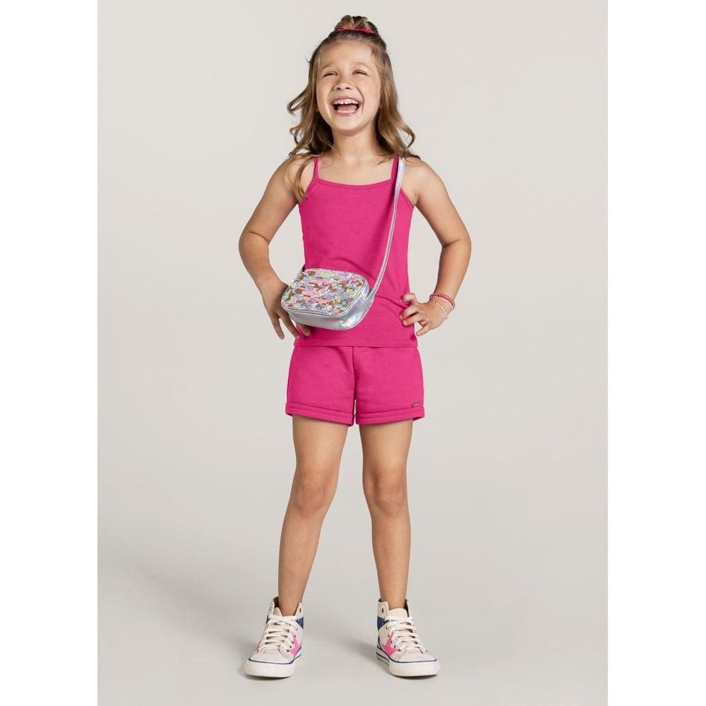Blusa Básica Infantil Menina Em Cotton Brandili Rosa