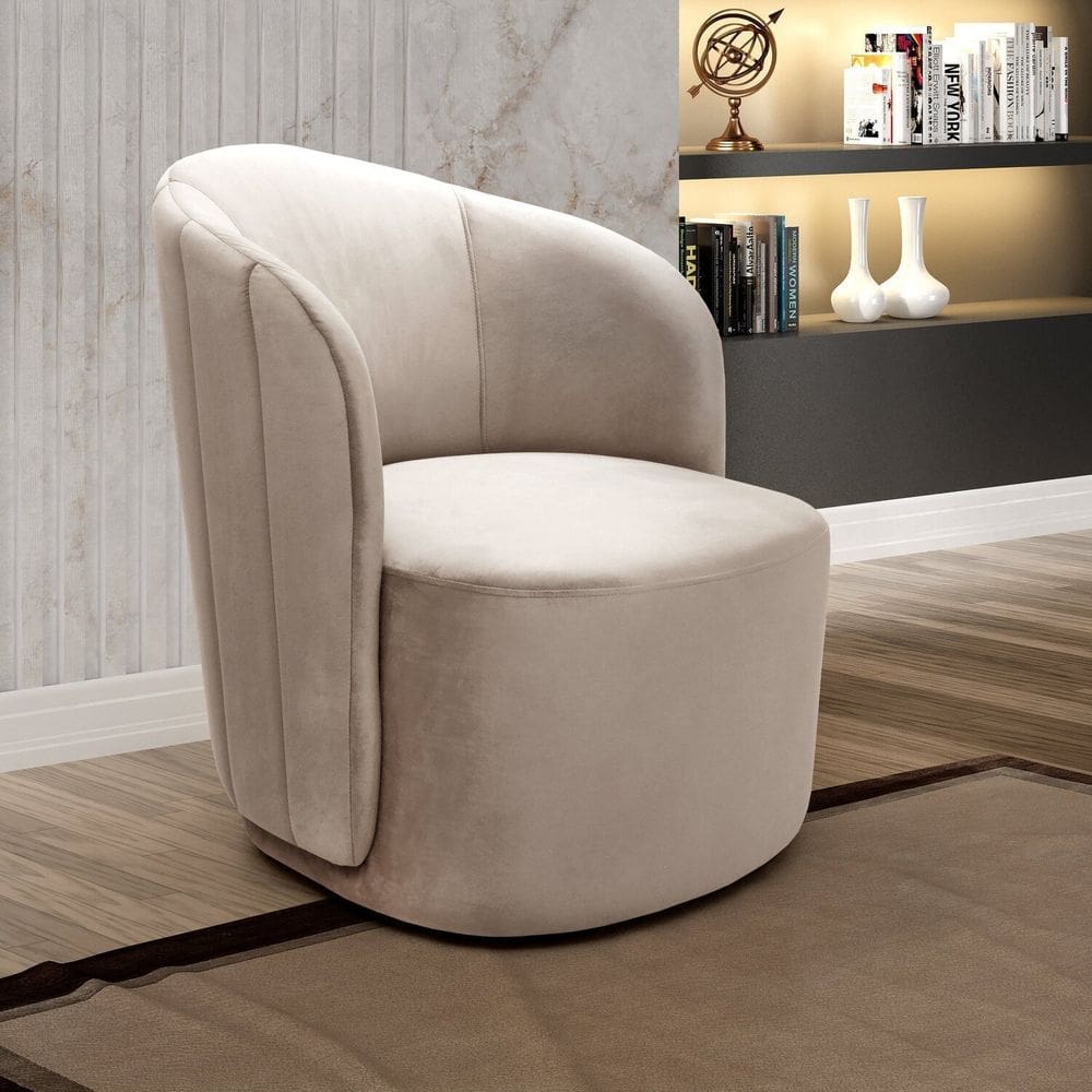 Poltrona Concha Stela Decoração Moderna Bege Claro