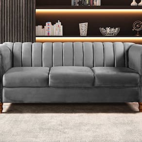 Sofá Chesterfield Realeza 3 Lugares Decoração Retrô Cinza grafite