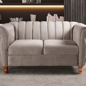 Namoradeira Realeza Sofá Chesterfield Decoração Sala Recepção Estilo Retrô Cinza Capuccino