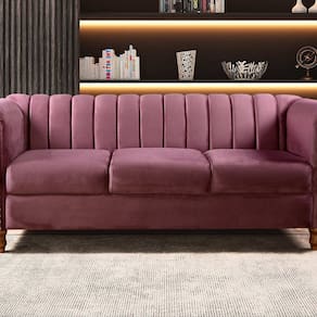 Sofá Chesterfield Realeza 3 Lugares Decoração Retrô Roxo