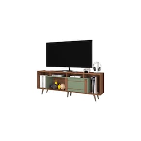 Rack para TV até 75" Atualle Roma 1380R464 com Portas de Correr Freijo Rustico/Green Fosco
