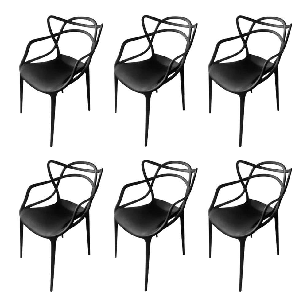 Kit 6 Cadeiras Allegra Master Polipropileno para Sala de Jantar - Preto
