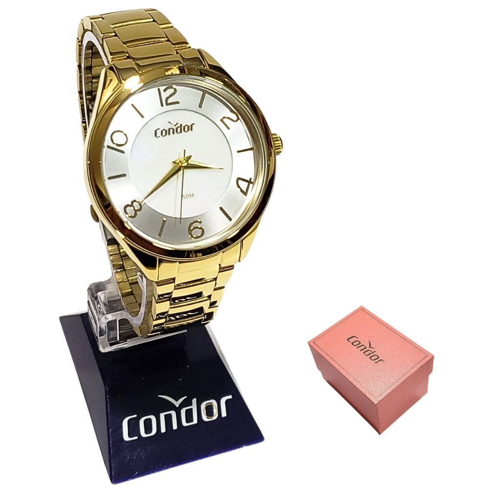 Relógio Condor Feminino Analógico Dourado Kit CO2036KWUS/K4B
