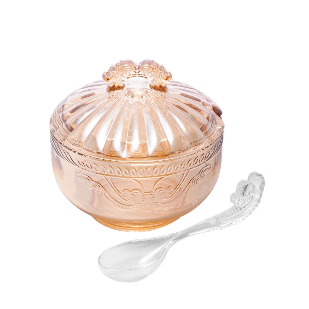 Açucareiro de Cristal Ecológico com Colher Imperial Âmbar 12cm x 11,5cm - Lyor
