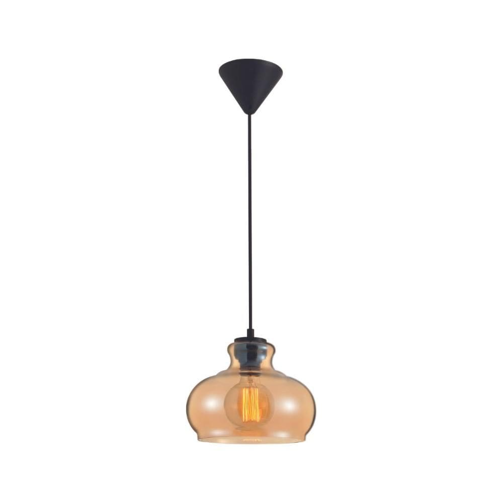 Pendente de Vidro Ambar Avant Rize 1xE27 Preto Fosco