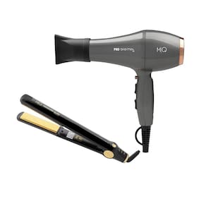 Kit Mq - Secador Mq Pro Digital Íon 2600W 220V+ Chapinha Prancha Mq Max480 Slim Titanium Black