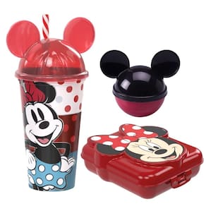 Kit Lancheira Minnie Disney Copo 500ml, Sanduicheira e Porta Frutas - Plasútil