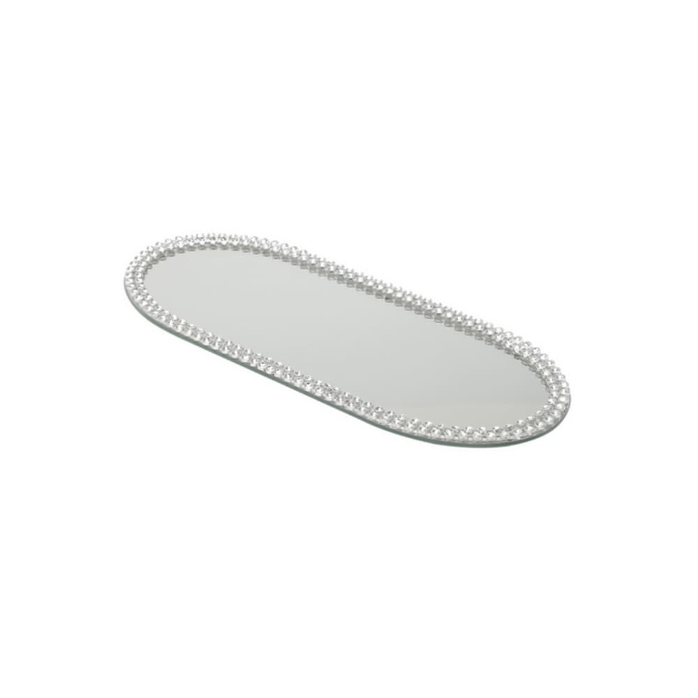 Bandeja Espelhada Oval Em Vidro 20x10cm Wolff