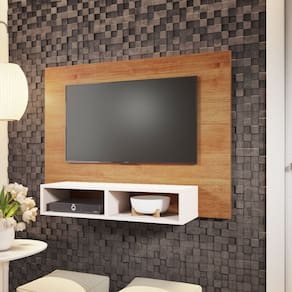 Painel para TV até 43 Polegadas Andy 2 nichos Cobre/Off White - Casa Giulia