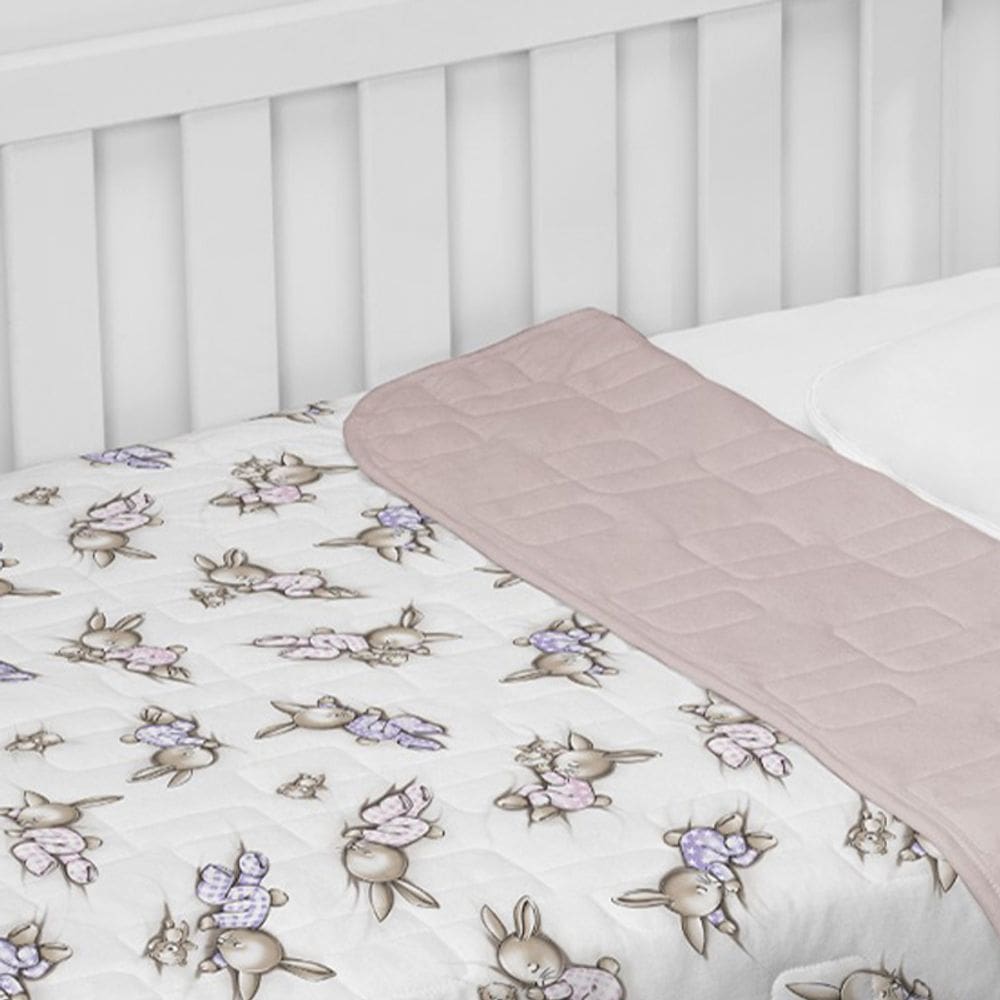 Cobre Leito Tecebem Baby Malha Estampado Meg 85cm x 145m Rosa