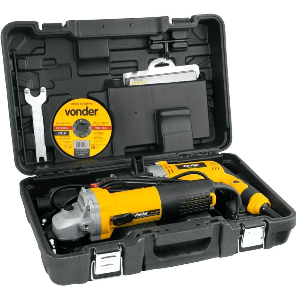 Conjunto Esmerilhadeira 4.1/2 e Furadeira 1/2 Vonder com Mal