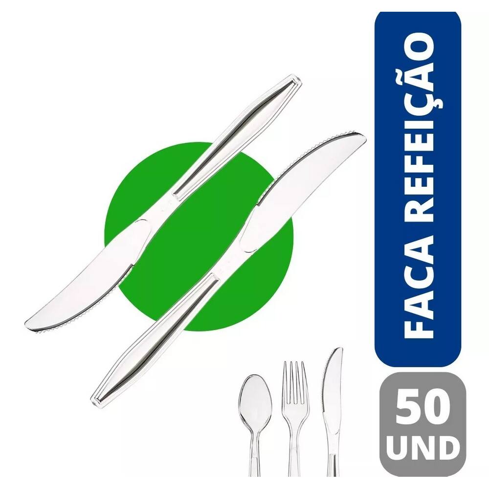 Faca Cristal Refeição Master Ref Descartável Pc C/50 Uni