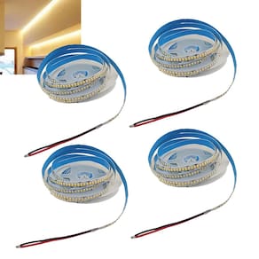 Fita Led 3000K 5 Metros 16W 240 Leds Kit 4 Unidades Sala Quarto Teto Sanca Gesso Espelho Iluminaçao Decoraçao