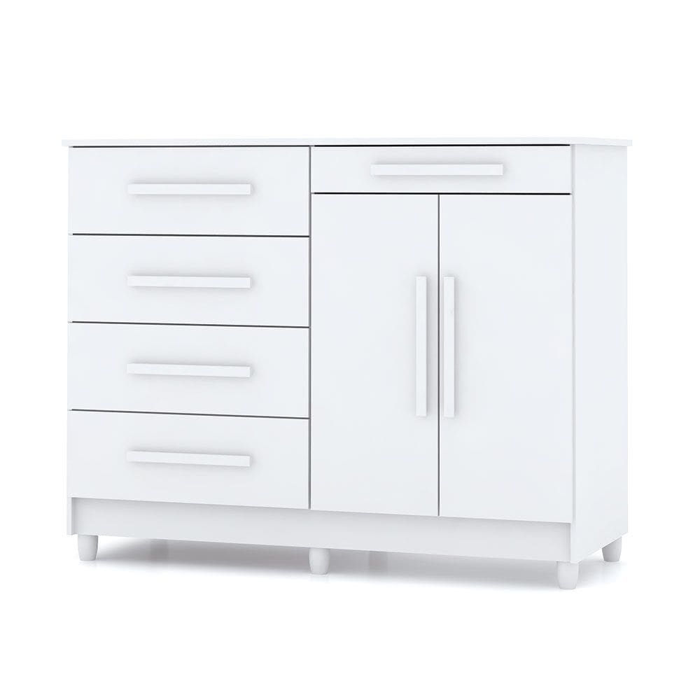 Cômoda Sapateira para Quarto 05 Gavetas e 02 Portas Livia Branco - Pallazio