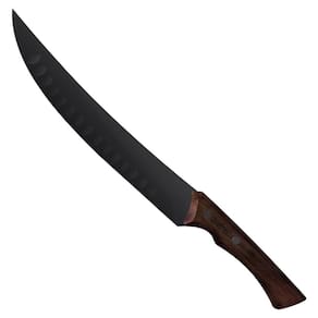 Faca Butcher para Carne 10` Tramontinha Churrasco Black Aço Inox Escurecido Cabo de Madeira