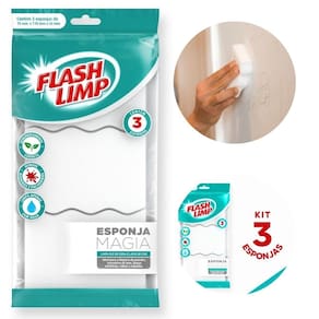 Esponja Mágica Limpa Tira Mancha Flash Limp C/ 3 Unidades