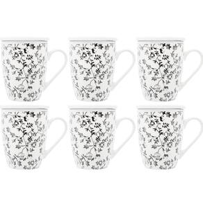 Conjunto de 6 Xícaras de Chá 310ml de Porcelana com Infusor Tampa e Filtro Canecas Tiny Flowers Lyor