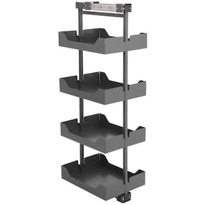 Coluna Deslizante Masutti Alta 33x48x152cm 4 Bandejas Ajustáveis Organizador Cinza Cozinha