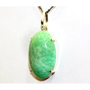 Colar Cabochão Pedra Amazonita Verde Montagem Garra Prateado