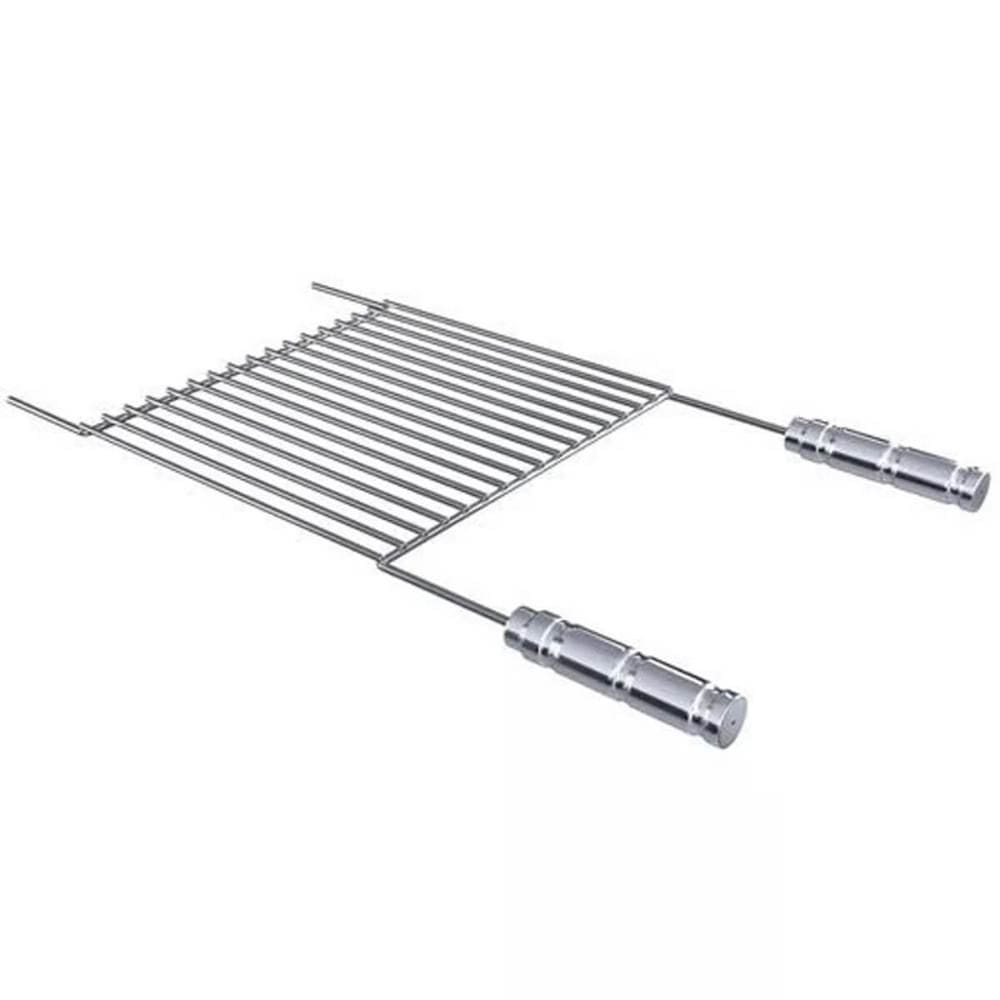 Grelha Urugaia Inox 304 Reta 80x40cm para Churrasco com Barra Redonda Churrasqueira Qualinox
