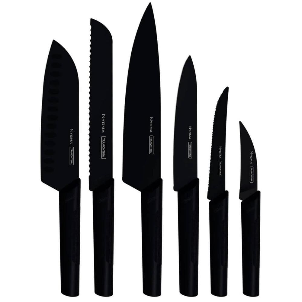 Jogo de Facas Tramontina Nygma Conjunto Aço Inox Cabo Polipropileno 6 Peças Preto