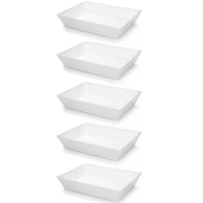 Kit 5 Travessas Retangulares 2,2L Brancas Salada Sobremesa P
