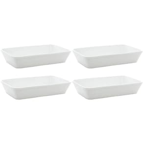 Kit 4 Travessas de Porcelana Branca 26x17x5cm Refratário Linea Lyor Prato Retangular