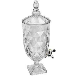 Suqueira de Cristal com Pé 5 Litros Diamond Lyor Transparente com Torneira Dispenser para Bebidas