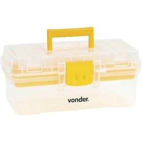 Caixa plástica para ferramentas transparente e amarela com 1 bandeja CPV 0300 VONDER