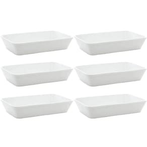 Conjunto 6 Travessas de Porcelana para Restaurante Buffet 1,2 litros Linea Lyor Branco