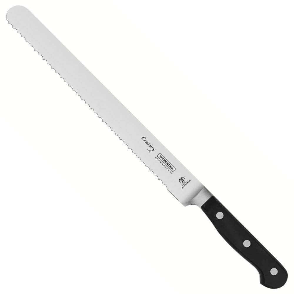 Faca de Cortar Pão Profissional Serrilhada Inox 10` Tramontina Century Bolo Torta Confeitaria Preto