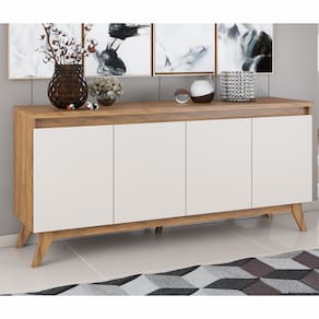 Buffet 4 Portas 2 Prateleiras Internas Space Imbuia/Off White - Casa Giulia