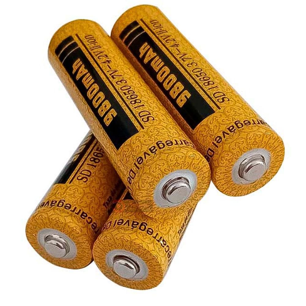 Kit 4 Pilhas Recarregáveis 18650 3.7v - 4.2v 9800mAh | Bateria de controle, lanterna, Radios, Brinquedo, Ferramenta