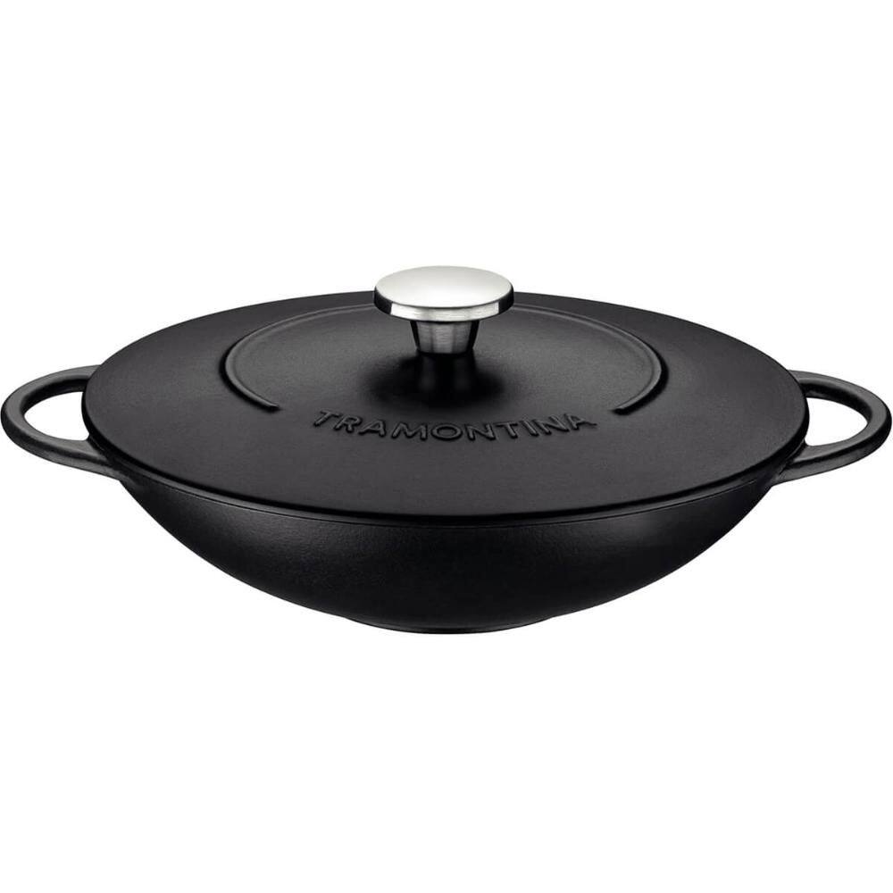 Panela Wok Tramontina Trento em Ferro Esmaltado Antiaderente 5L Starflon Excellent com Tampa