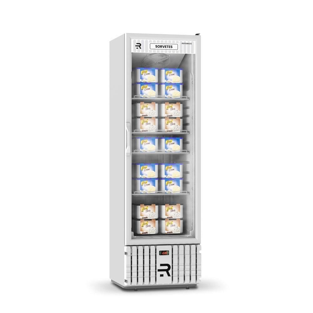 Visa Cooler Sorvete Porta Vidro Ar Forçado -22ºC 400L VCS400PVBB Branco/Branco 220V - Refrimate