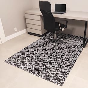 Tapete Geométrico Preto Cinza 135x200cm Retangular Escritori