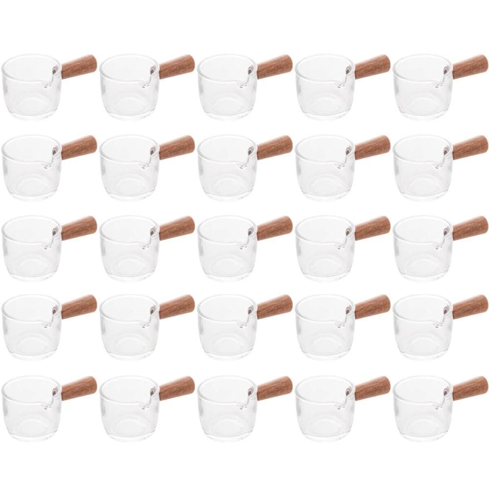 Conjunto 25 Molheiras de Vidro com Cabo de Bambu 50ml Cremei