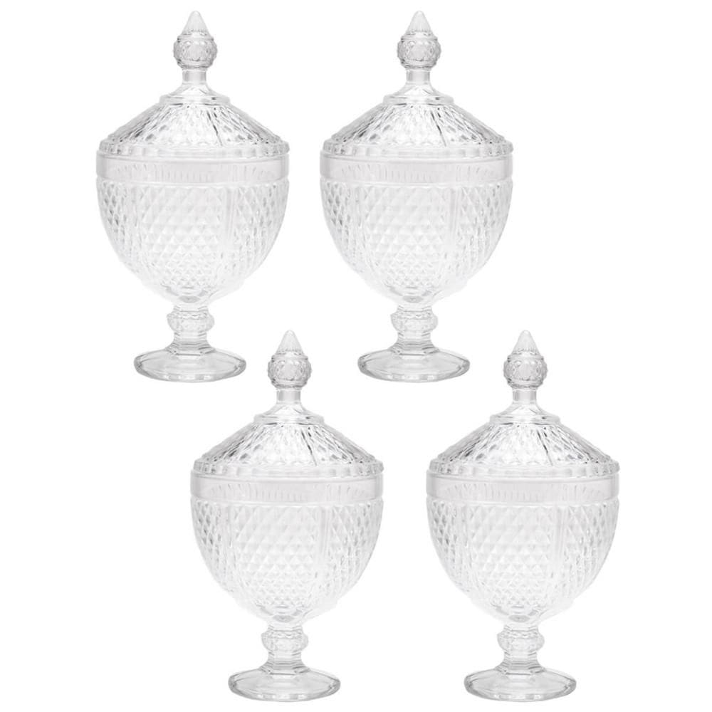 Kit 4 Potiches de Cristal com Pé Bico de Jaca Perseu Lyor Bo