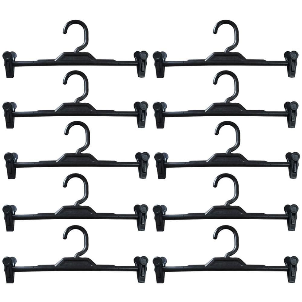 Kit 10 Cabides com Presilha Preto Plástico para Saias Bermud