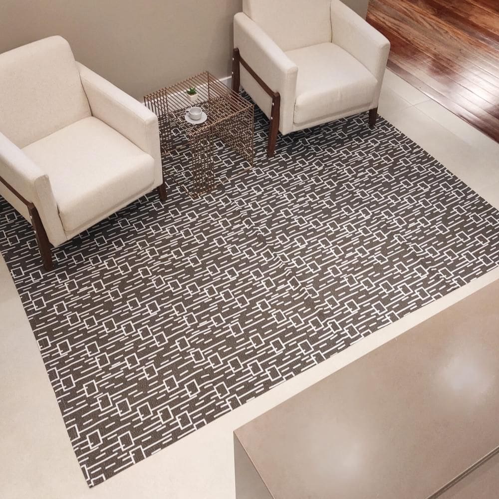 Tapete de Algodão 200x250cm para Sala de Estar Jantar Cinza