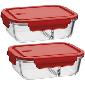 Kit 2 Marmitas Herméticas com Divisória 1L cada Potes de Vid