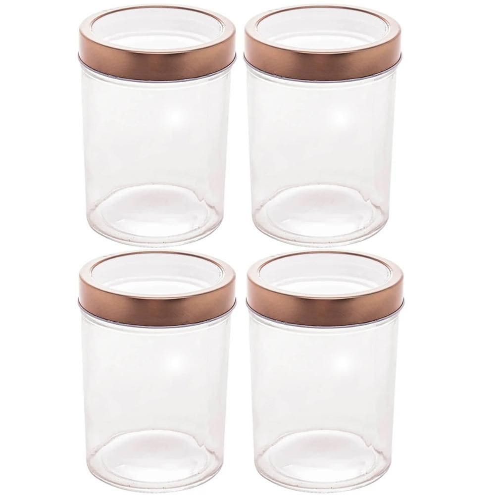 Kit 4 Potes de Vidro Lyor 500ml com Tampa de Acrílico Rosé G