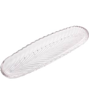 Prato Decorativo de Cristal Leaf 39x14x3cm Lyor Travessa Ban