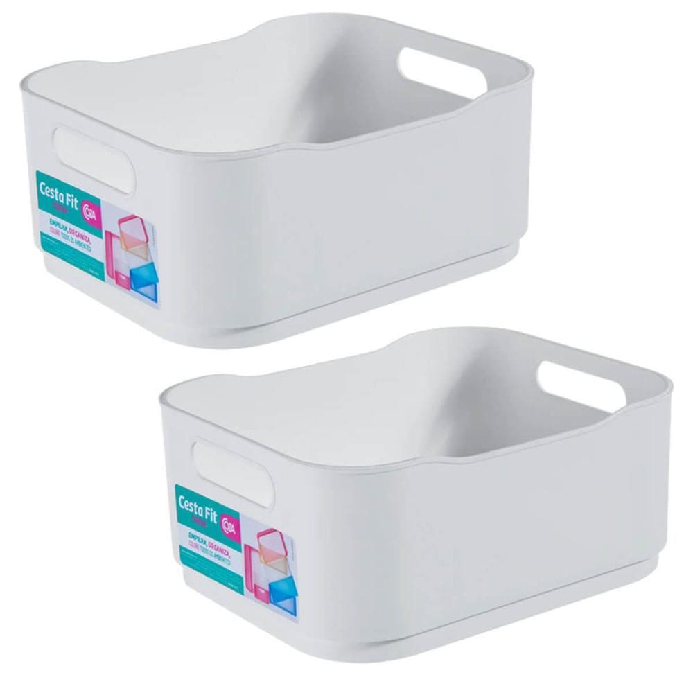 Kit 2 Caixas Organizadoras Cestos Fit Branco Coza Acessórios
