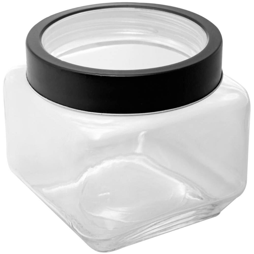 Pote de Vidro 800ML para Mantimento Tampa de Metal Preta e A