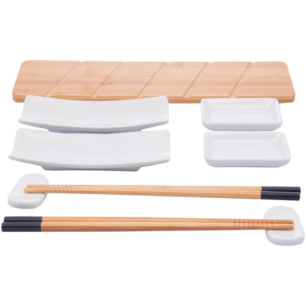 Kit para Sushi 9 peças Bambu Cerâmica Nagoya Lyor para Servi